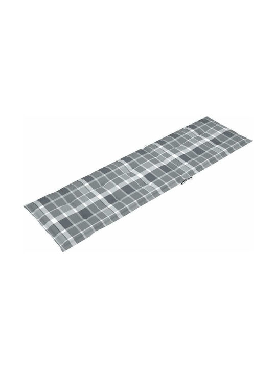 vidaXL Sun Lounger Cushion Grey Plaid 180x50cm.