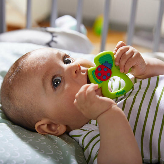 Haba Ladybug Teething Rattle for Teething Relief from Silicone for 0 Months+