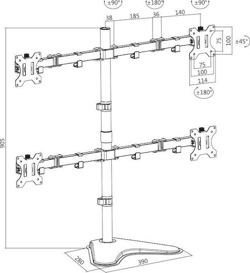 LogiLink BP0046 Desktop Stand for 4 Monitors up to 32"