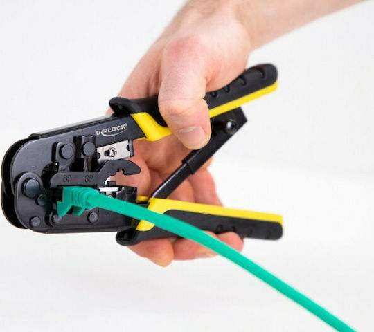 DeLock Πρέσα Ακροδεκτών Δικτύου RJ12, RJ11, RJ45 με Απογυμνωτή (Μήκος 180mm)