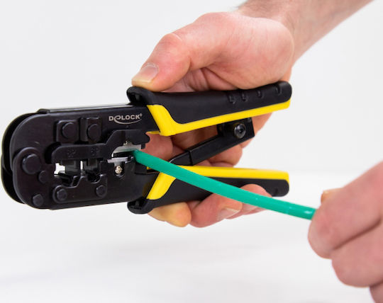 DeLock Πρέσα Ακροδεκτών Δικτύου RJ12, RJ11, RJ45 με Απογυμνωτή (Μήκος 180mm)