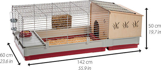 Ferplast 57072570 Wooden Cage for Rabbits 142x60x50cm