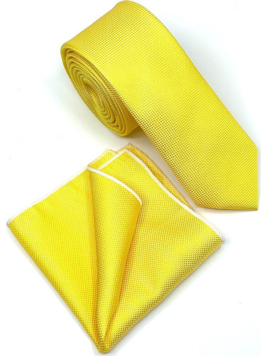 Legend Accessories Men's Tie Set Synthetic Monochrome in Yellow Color