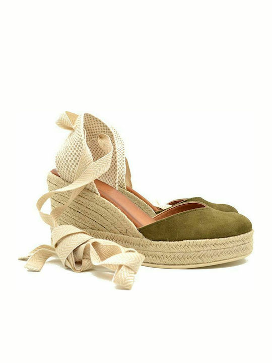 Commanchero Original Women's Leather Platform Espadrilles Green