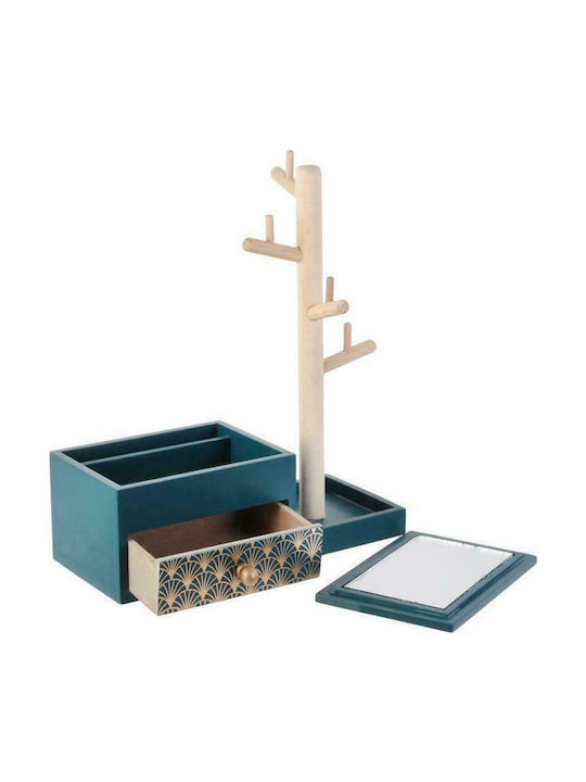 Aria Trade HD2232 Jewellery Stand Wooden with Drawer Petrol 24x10x28cm