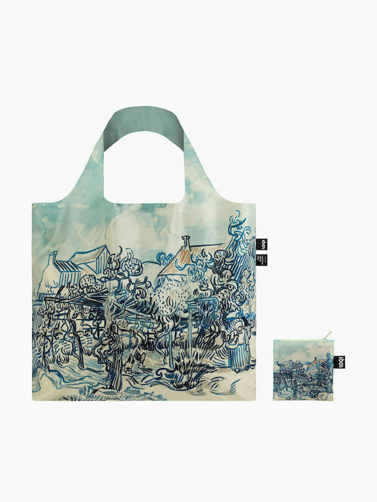 Loqi Vincent Van Gogh Old Vineyard And Landscape Fabric Shopping Bag In Light Blue Color