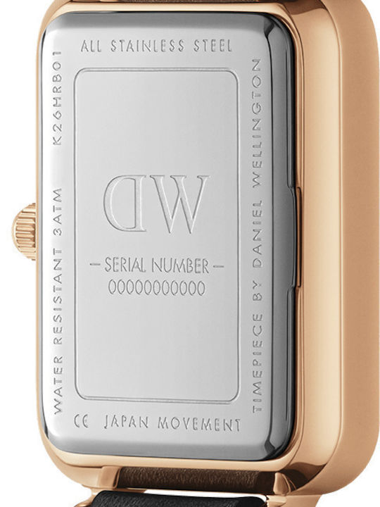 Daniel Wellington Quadro Pressed Sheffield Women's Watch with Black Leather Strap