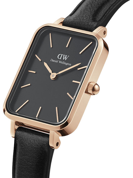 Daniel Wellington Quadro Pressed Sheffield Women's Watch with Black Leather Strap Daniel Wellington Quadro Pressed Sheffield Women's Watch with Black Leather Strap