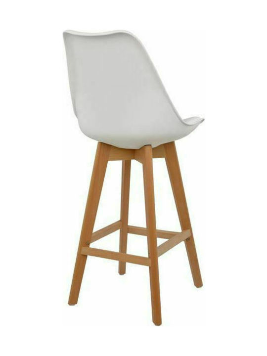 Stool Bar with Backrest made of Polypropylene Vegas White 48x58x105cm