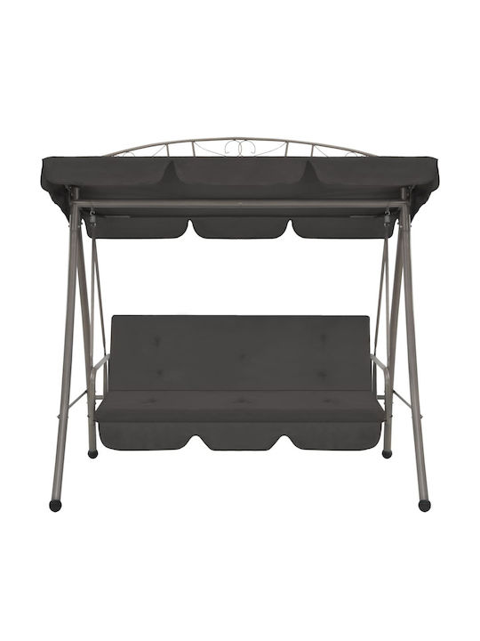 Garten & Veranda Schaukel mit Basis und Kissen 3 Sitze Metallisch Charcoal L198xB120xH205cm