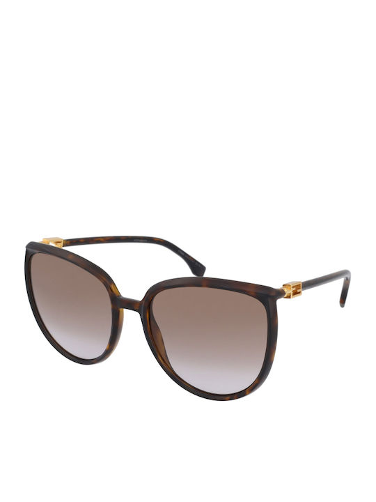 Fendi Women's Sunglasses with Brown Tartaruga Plastic Frame and Brown Gradient Lens FF 0432/G/S 086/QR