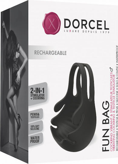 Dorcel Fun Bag Testicle Vibrator Vibrant Inel Testicul Black 6072479