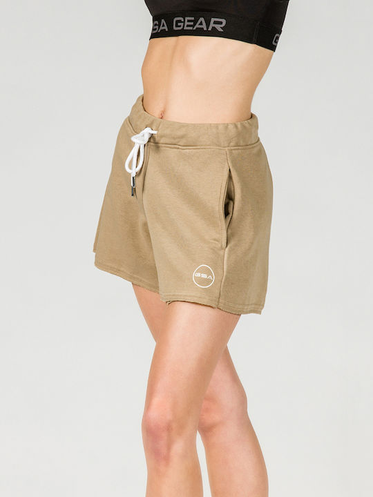 Organic Falten Damen-Shorts Beige