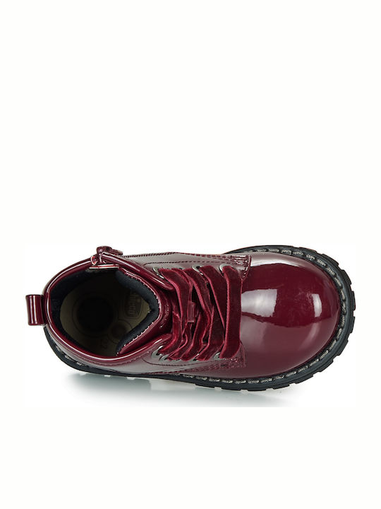 Colles Leather Kids Boots with Laces Burgundy