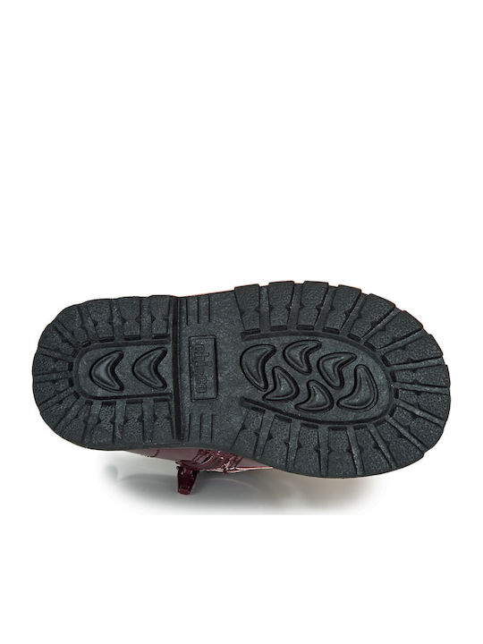 Colles Leather Kids Boots with Laces Burgundy