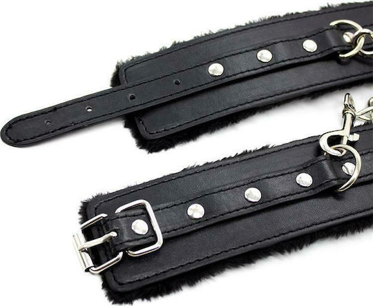 Fetish Addict Fur Lined Adjustable Handcuffs Χειροπέδες σε Μαύρο Χρώμα