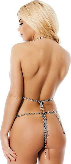 Rimba Metal Bra & Briefs Set Sexy Σετ Εσωρούχων Silver