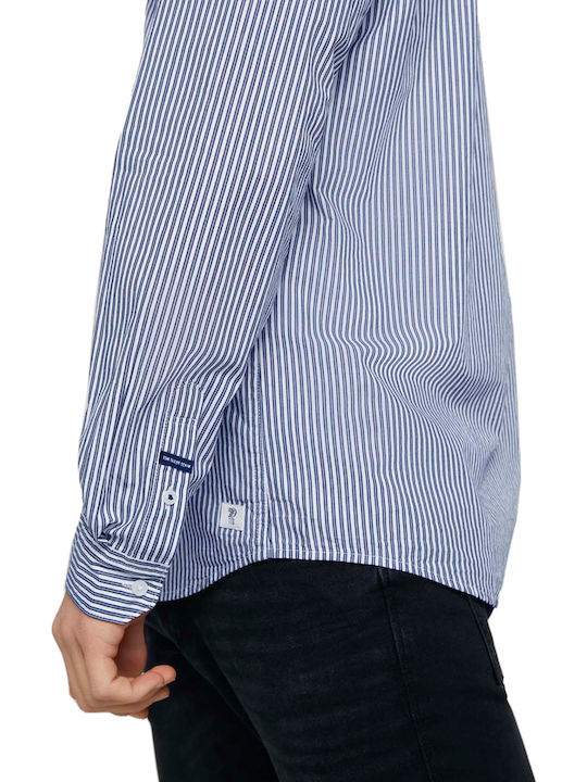 Long-sleeved Shirt Striped Light Blue