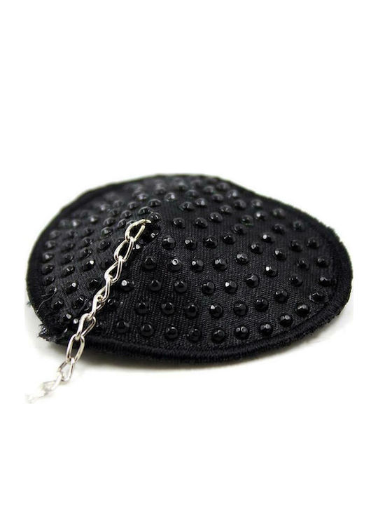 Fetish Addict Nipple Covers with Metal Chain Black