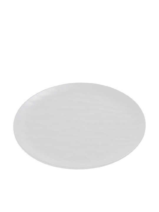 Espiel Wavy Plate Shallow made of Melamine Matte White with Diameter 28cm 6pcs