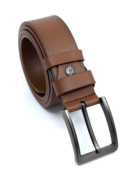 LGD-1757-A Wide Men's Belt Leather Tabac Brown