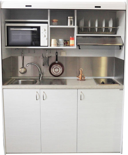 Silver KΣ160 KΣ160-Kokkino Kitchenette with Left Sink Bowl 160x65x209cm Red