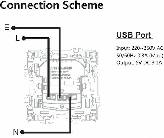 Aca Prime Единичен Мортис Електрически Контакт с 2 USB Порта Кафяв