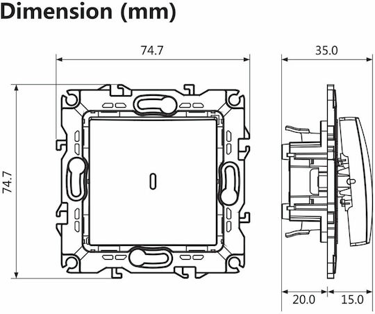 Aca Prime Recessed Wall Switch Single Without Frame Aller Retour Brown