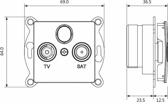 Aca Prime TV and Satellite Antenna Socket Aerial in Brown color 1000114306