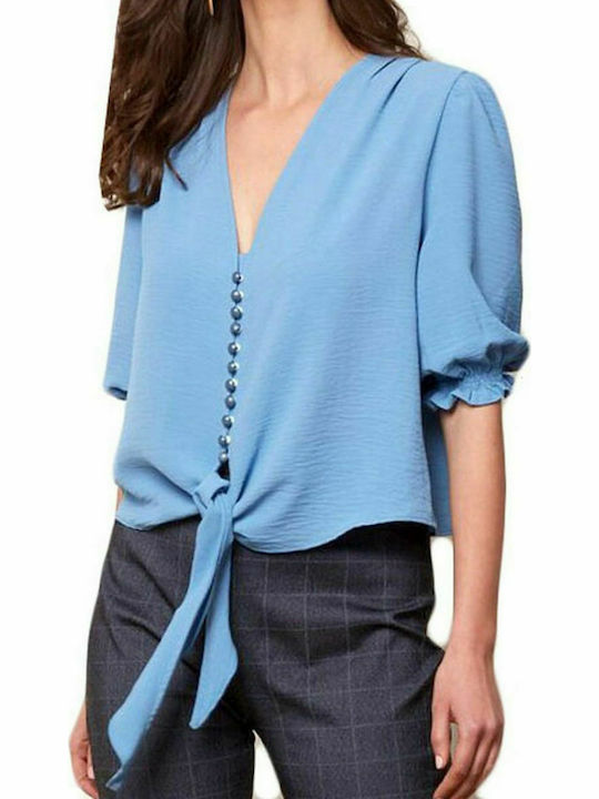 ANNA RAXEVSKY Women's crop top shirt Z21110 Ltblue