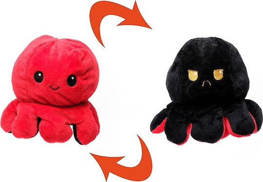 Plush Reversible Octopus Red/Black 12 cm