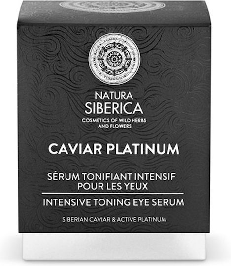 Natura Siberica Platinum Intensive Toning Moisturizing & Anti-aging Serum Eyes with Caviar & Vitamin C for Dark Circles & Radiance 30ml