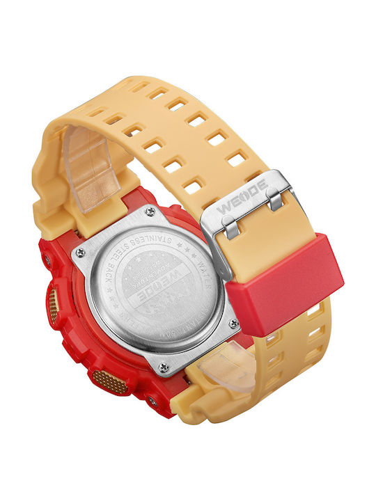 Weide Digital Men's Watch 53mm Battery with Yellow Rubber Strap