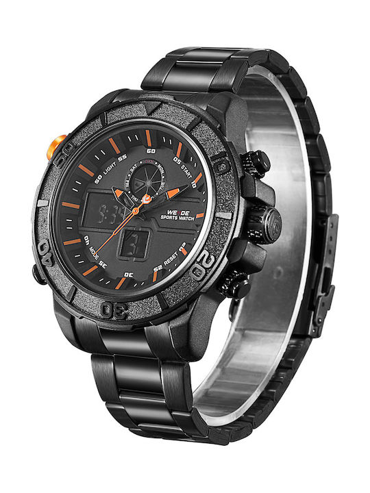 Weide Men's Watch 50mm Battery with Black Metal Bracelet