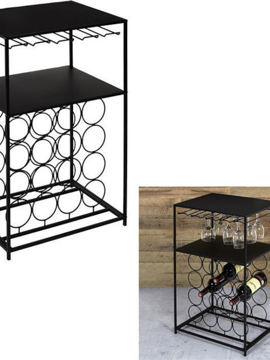 The Home Deco Factory Επιδαπέδια Μπουκαλοθήκη Μεταλλική για 16 Μπουκάλια Μαύρη 45x45x84.5εκ.