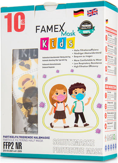 Famex Kids Mask FFP2 NR Protective Mask FFP2 Kids Emoticons 10pcs