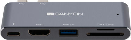 Canyon Docking Station με Διπλό USB-C HDMI 4K PD Γκρι (CNS-TDS05DG)