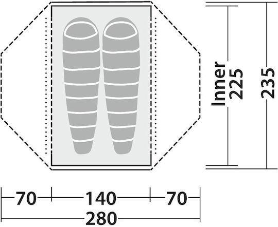 Robens Lodge 2 Winter Camping Igloo Mountaineering Khaki with Double Cloth for 2 People Waterproof 5000mm 280x245x100cm
