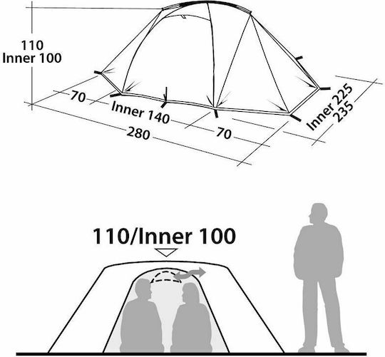 Robens Lodge 2 Winter Camping Igloo Mountaineering Khaki with Double Cloth for 2 People Waterproof 5000mm 280x245x100cm