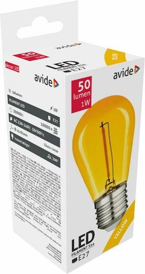 Avide LED-Lampe 1W 85mm für Fassung E27 und Form S14 Gelb 50lm