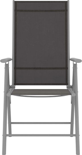 vidaXL Chair Beach Aluminium Black 54x73cm Set of 2pcs