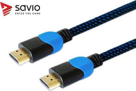 Savio HDMI 2.0 Premium High Speed 4K 60Hz HDR Braided Cable HDMI male - HDMI male 3m Μαύρο