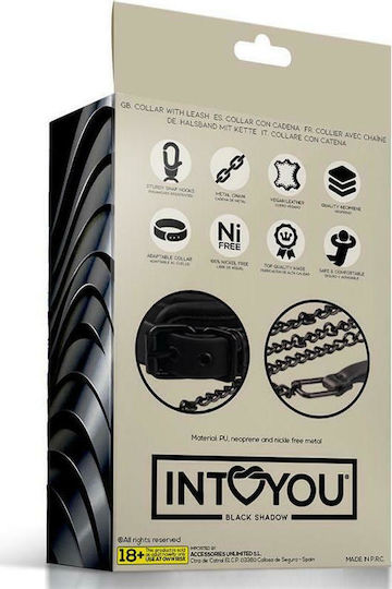 IntoYou Shadow Vegan Leather Collar With Leash Κολάρο σε Μαύρο Χρώμα