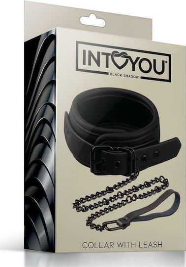IntoYou Shadow Vegan Leather Collar With Leash Κολάρο σε Μαύρο Χρώμα