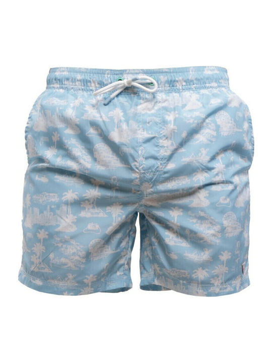 Men's Swimwear Shorts Light Blue with Patterns
