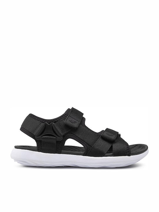 4F Women's Flat Sandals Sporty Flatforms in Black Color