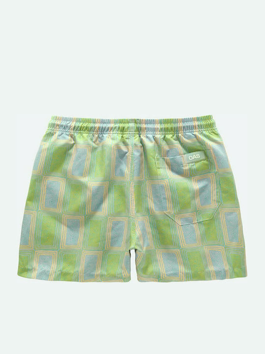 Oas Men's Swimwear Shorts Green with Patterns