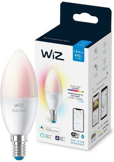 WiZ Smart LED Bulb 4.9W for Socket E14 and Shape C37 RGBW 470lm Dimmable