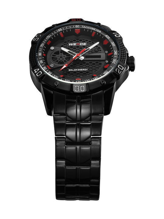 Weide Herrenuhr 44mm Batterie mit Schwarz Metallarmband