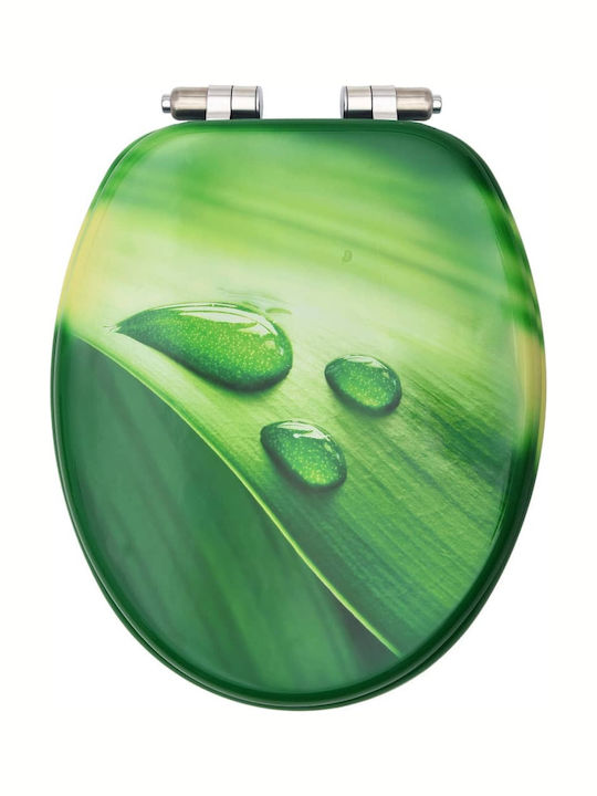 vidaXL Wooden Soft Close Toilet Seat Green Drops 42.5cm
